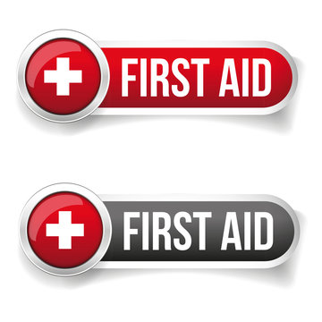 First aid icon vector button