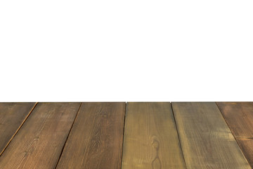 Old wood table top isolated on white background with clipping path