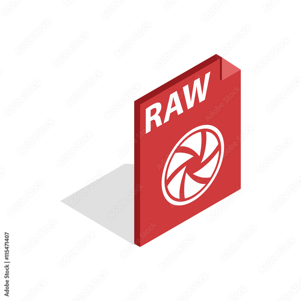 Poster raw format icon in isometric 3d style isolated on white background