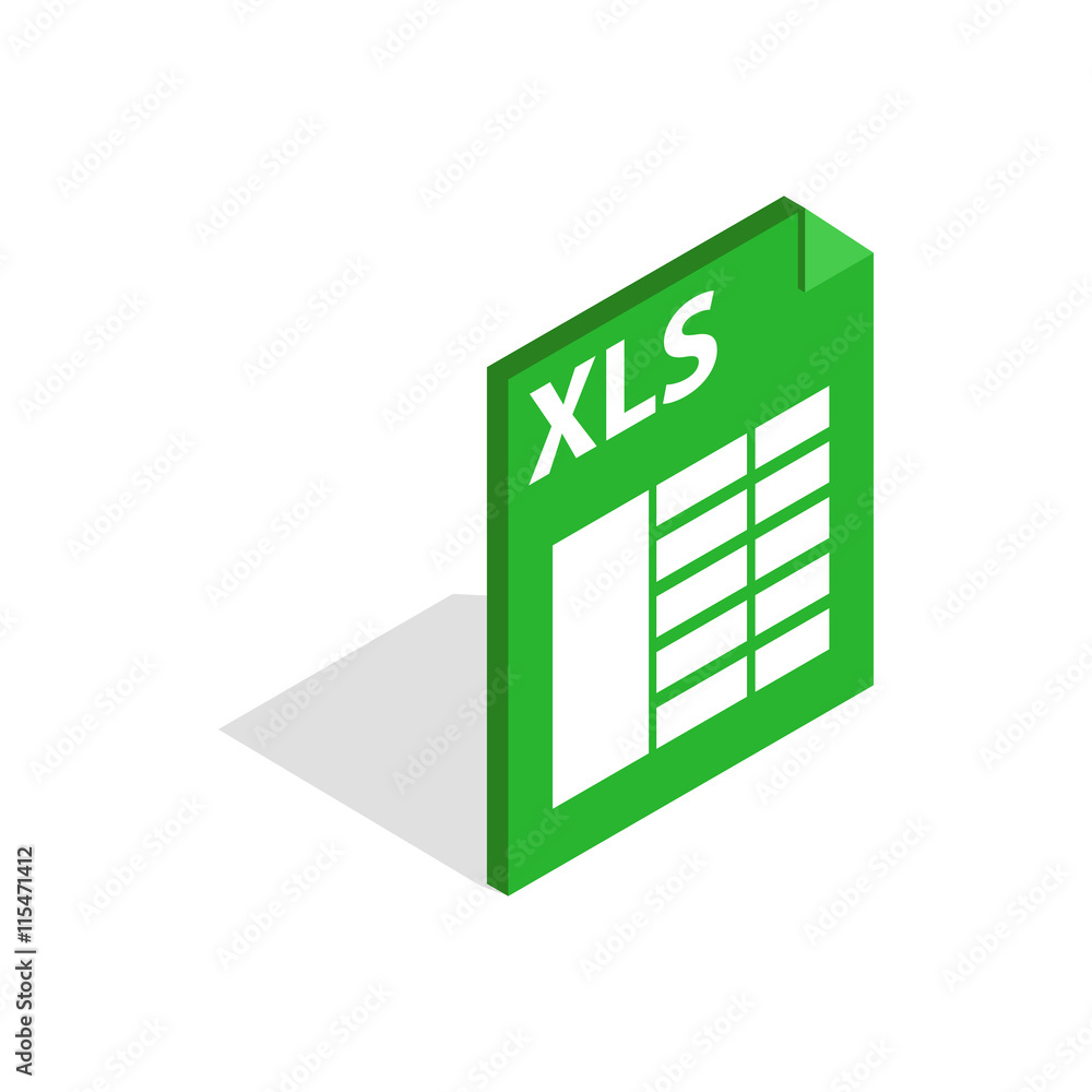 Poster file format xls icon in isometric 3d style isolated on white background