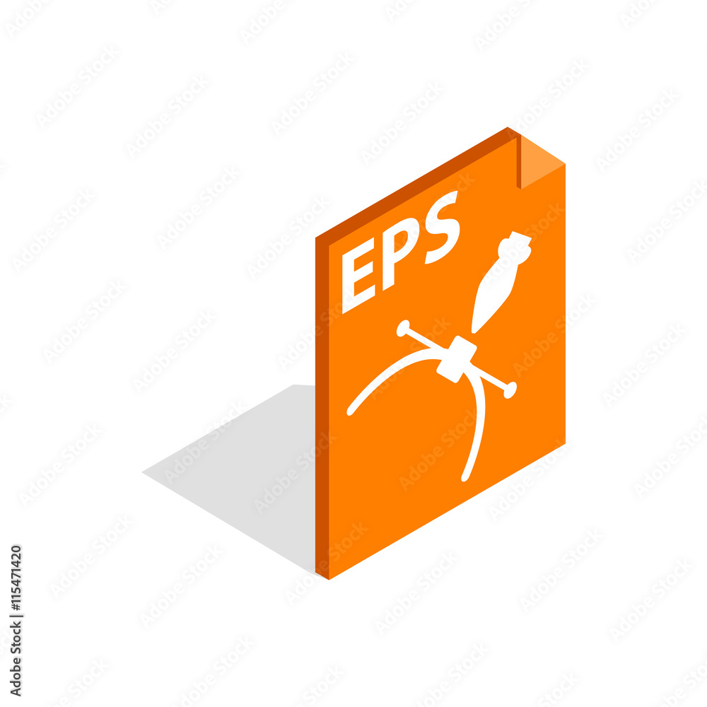Aufkleber eps file format icon in isometric 3d style isolated on white background