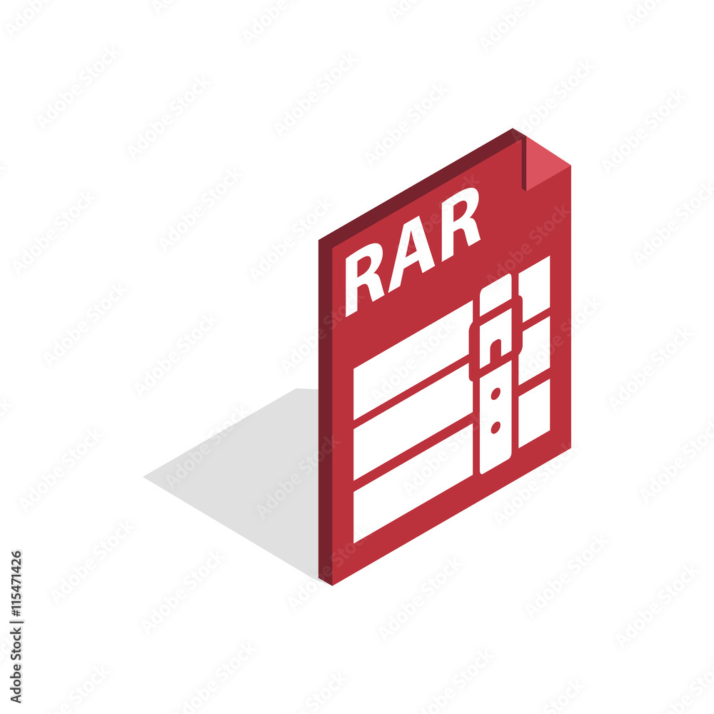Poster archive rar icon in isometric 3d style isolated on white background