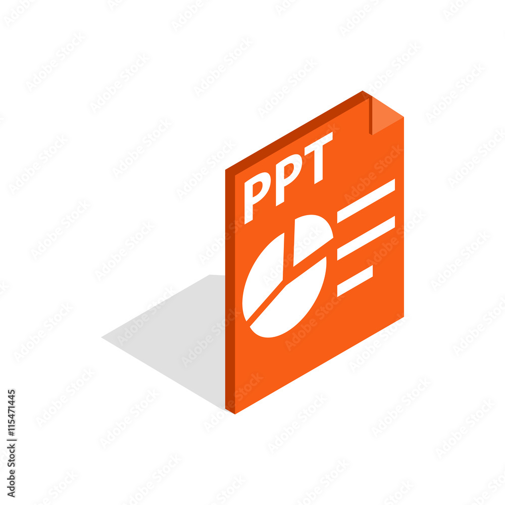 Poster ppt file extension icon in isometric 3d style isolated on white background