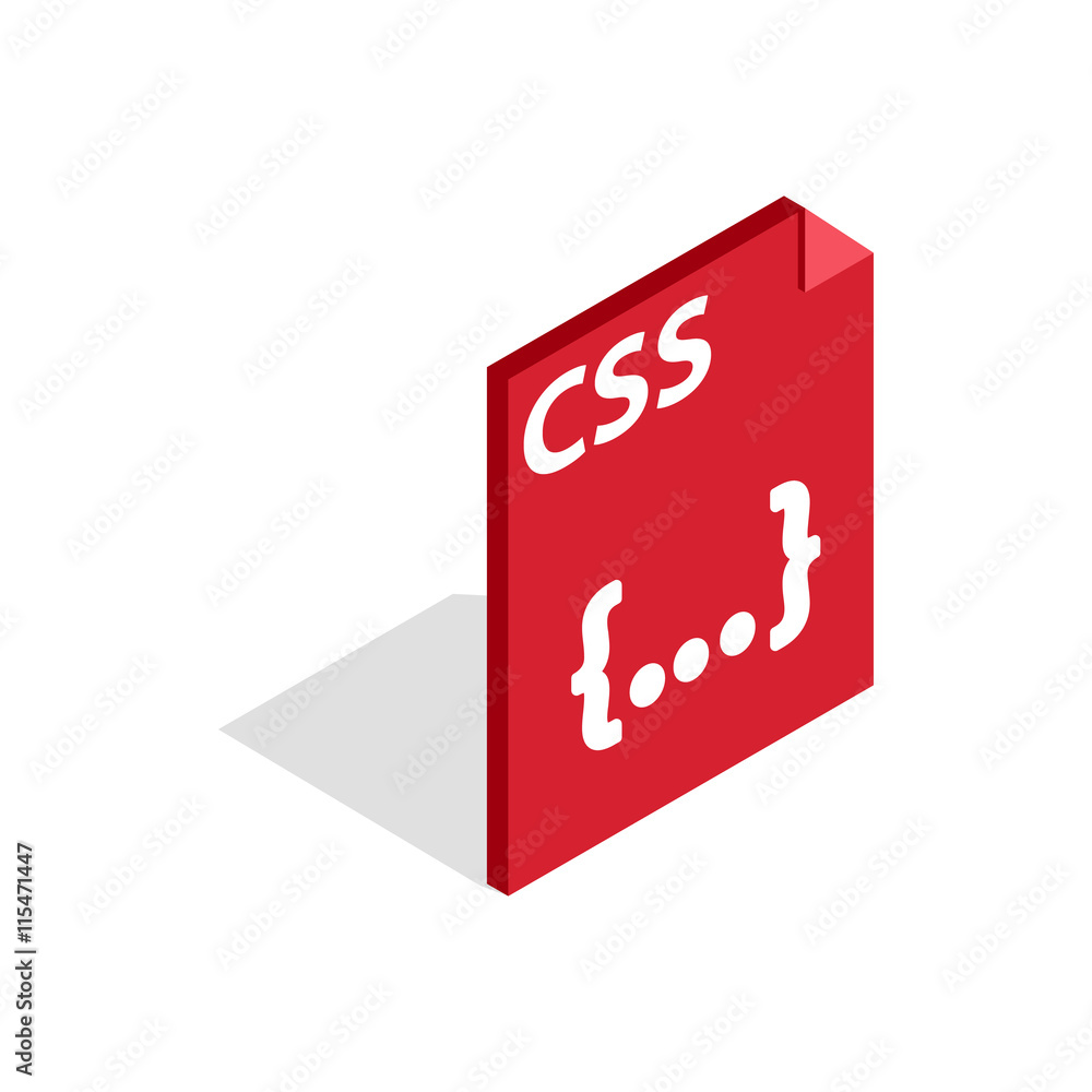 Poster css file extension icon in isometric 3d style isolated on white background