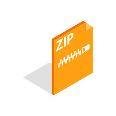 Archive ZIP format icon in isometric 3d style isolated on white background