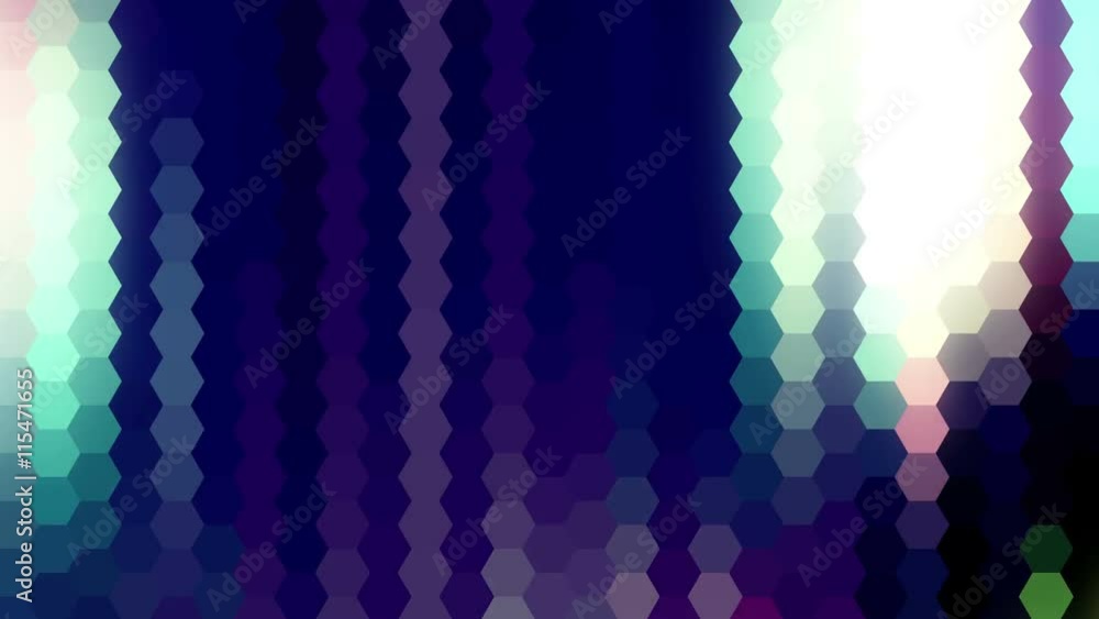 Poster colored hexagons road loop moving rays