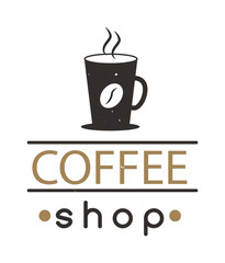 Coffee logo shop sign cafe symbol espresso design morning drink modern badge vector. Coffee logo cafe symbol and morning coffee logo. Coffee mug logo label espresso vintage elements.