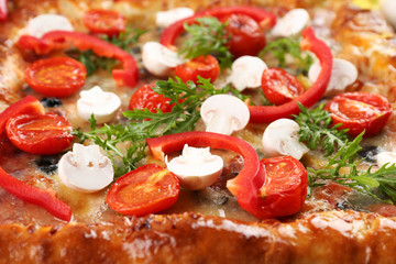 Freshly homemade pizza closeup