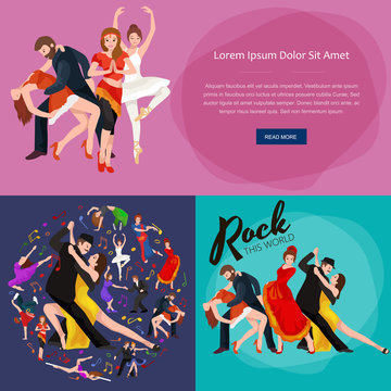 Dancing People, Dancer Bachata, Hiphop, Salsa, Indian, Ballet, Strip, Rock and Roll, Break, Flamenco, Tango, Contemporary, Belly Dance Pictogram Icon. Dancing style of design concept set