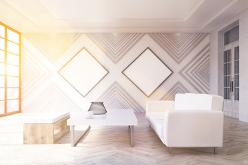 Modern living room with sunlight