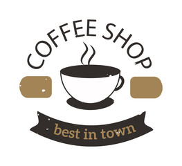 Coffee logo shop sign cafe symbol espresso design morning drink modern badge vector. Coffee logo cafe symbol and morning coffee logo. Coffee mug logo label espresso vintage elements.