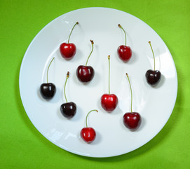 Sweet cherry on a plate