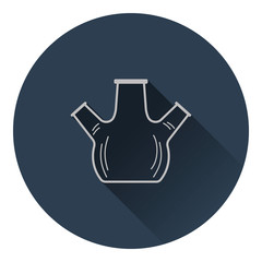 Icon of chemistry round bottom flask with triple throat