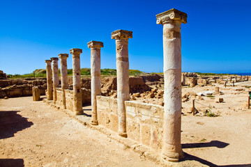 Saranta Kolones or Forty Columns castle is a ruined medieval fortress inside the Paphos Archaeological Park on Cyprus