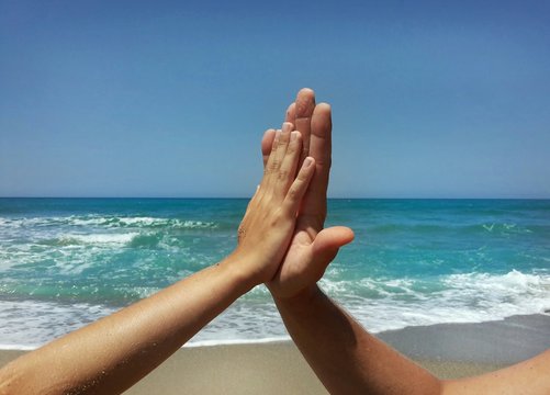 High five at the beach