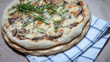 Pizza with sardine