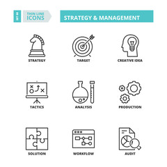 Naklejka na ściany i meble Thin line icons. Business. Strategy and management