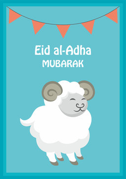 Eid al-Adha greeting card   with the image of a sacrificial ram 