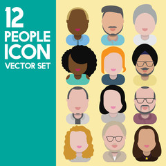 Diversity Interracial Community People Flat Design Icons Concept