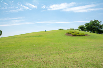 青空と芝生の公園