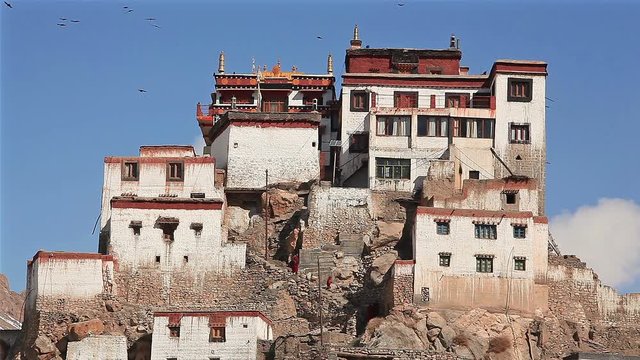 Key Gompa Monastery (4166 m) at sunrise. Spiti valley, India. 