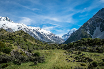 Fototapeta premium Beautiful view and glacier in Mount Cook National Park, South Island, New Zealand