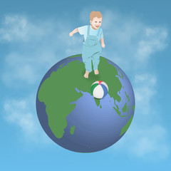 running boy with ball