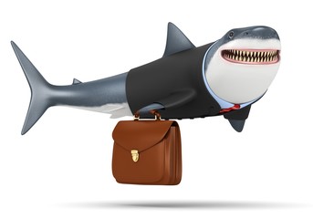 Shark 3d businessman on a white background