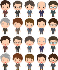 様々な年代のスーツの男性