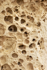 The cavernous globigerina limestone injured by the severe weathe