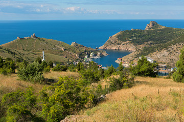 Fototapeta na wymiar Balaklava is popular Crimean resort. Bay former submarine base.