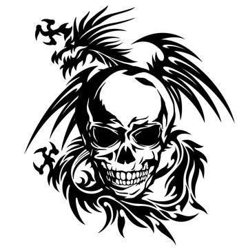 スカルとドラゴンのイラスト Vector De Stock Adobe Stock