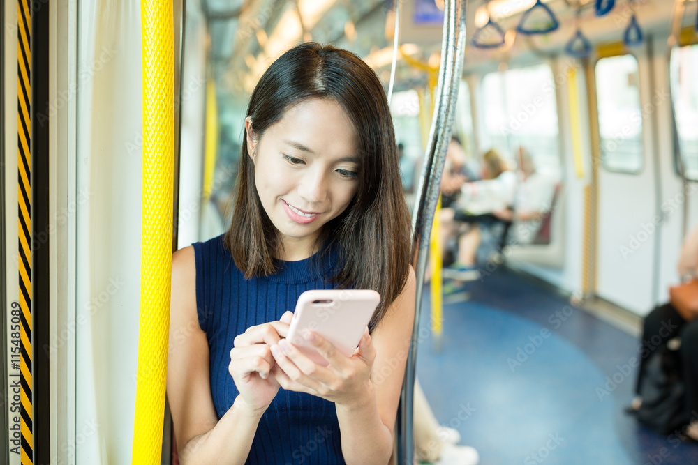 Canvas Prints woman texting on mobile phone