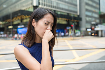 Fototapeta premium Woman getting sick at outdoor