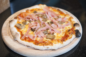 Baked pizzas fresh from the oven