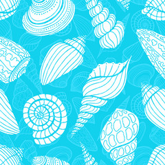 Fototapeta na wymiar seamless sketch seashells