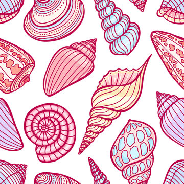 seamless sketch colored seashells