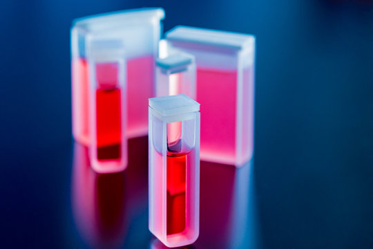 Quartz and Glass Cuvettes  small square tube  designed to hold samples for spectroscopic experiments