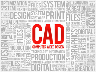 CAD - Computer Aided Design word cloud, business concept background
