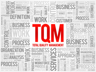 TQM - Total Quality Management word cloud, business concept background
