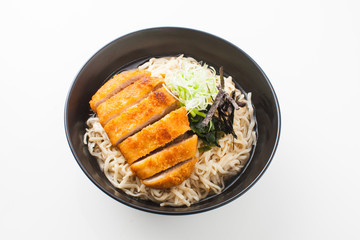shot ramen isolated in studio on white background