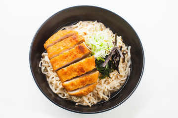 shot ramen isolated in studio on white background