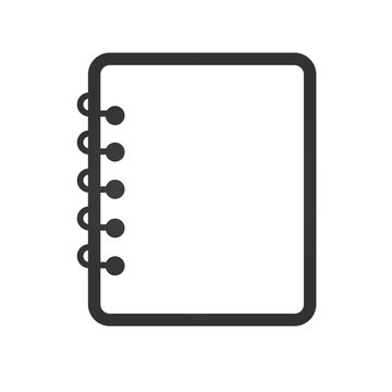 Notebook icon. Notebook sign. Simple flat logo of notebook on white background. Vector illustration.