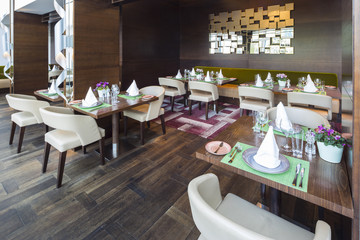 Modern restaurant interior, part of a hotel