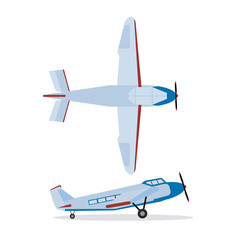Color flat icons of airplane with propeller