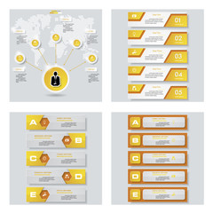 Collection of 4 yellow color template/graphic or website layout. Vector Background. For your idea and presentation.