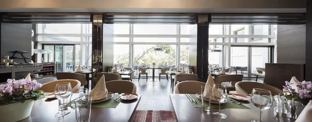 Rolgordijnen Modern restaurant interior, part of a hotel © arizanko