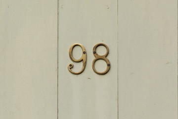 House number 98 sign