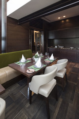 Modern restaurant interior, part of a hotel