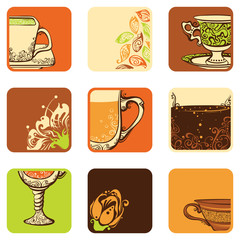 Vector set of tea/coffee icons.